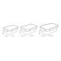 Комплект от 3 правоъгълни саксии Tescoma, пластмасови, прозрачни, 2,5 / 1,5 / 1 л