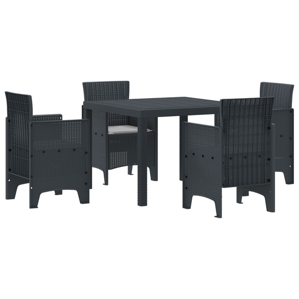 Set de mese de 5 piese cu perne Antracit Poly Rattan