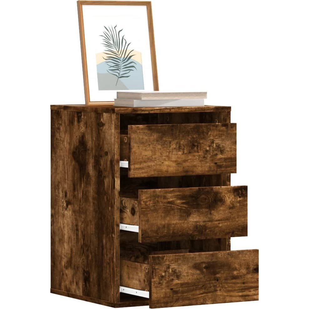 füstös tölgy színű szerelt fa fiókos sarokszekrény 40x41x58 cm (852838)