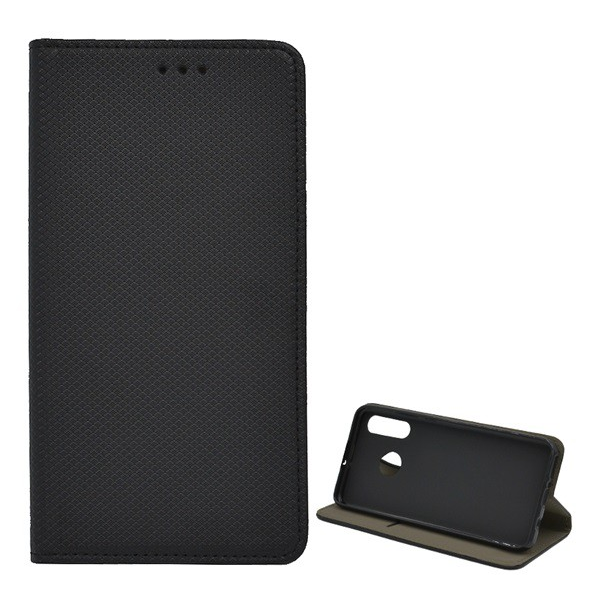 Tok álló, bőr hatású (FLIP, oldalra nyíló, asztali tartó funkció, rombusz minta) FEKETE [Huawei P30 Lite (Nova 4e)] (5996457874798)
