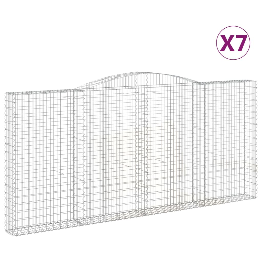 Gabiónové koše, 7 ks, 400x30x180/200 cm, galvanizované železo