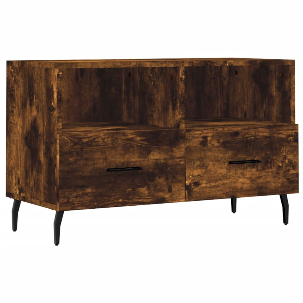 füstös tölgyszínű szerelt fa TV-szekrény 80 x 36 x 50 cm (828993)