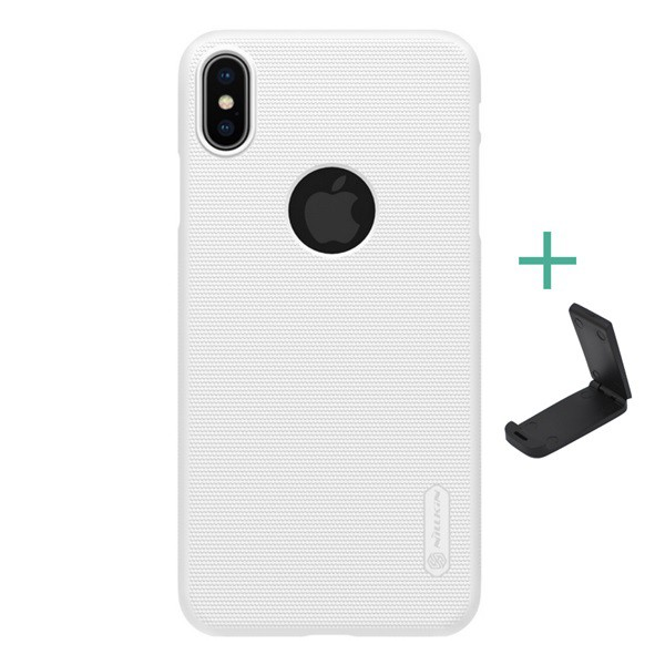 NILLKIN SUPER FROSTED műanyag telefonvédő (gumírozott, érdes felület, logo kivágás + asztali tartó) FEHÉR [Apple iPhone XS Max 6.5] (5996457808762)