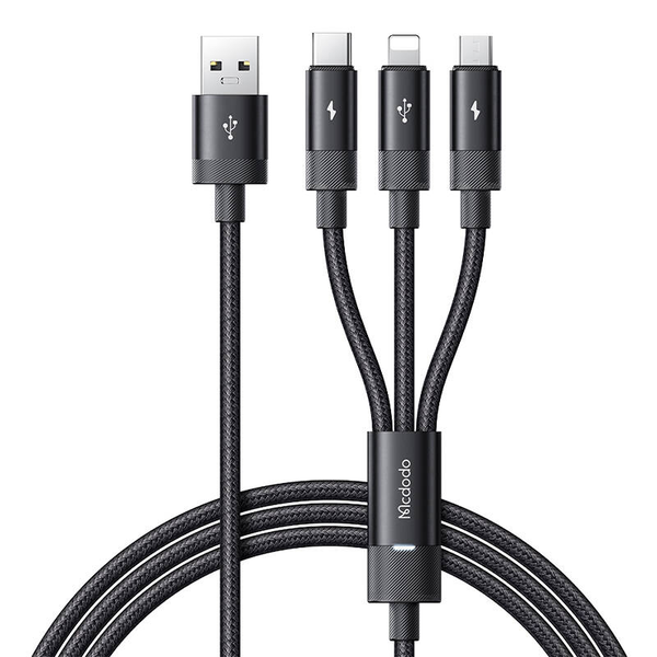 Кабел за данни Mcdodo Woodpecker, USB - Мълния,1,2 м, автоматично изключване, Черен