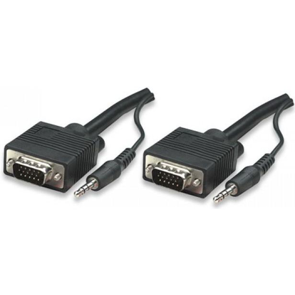 Manhattan SVGA Audio Cable 4,5 m VGA (D-Sub) + 3.5mm Zwart