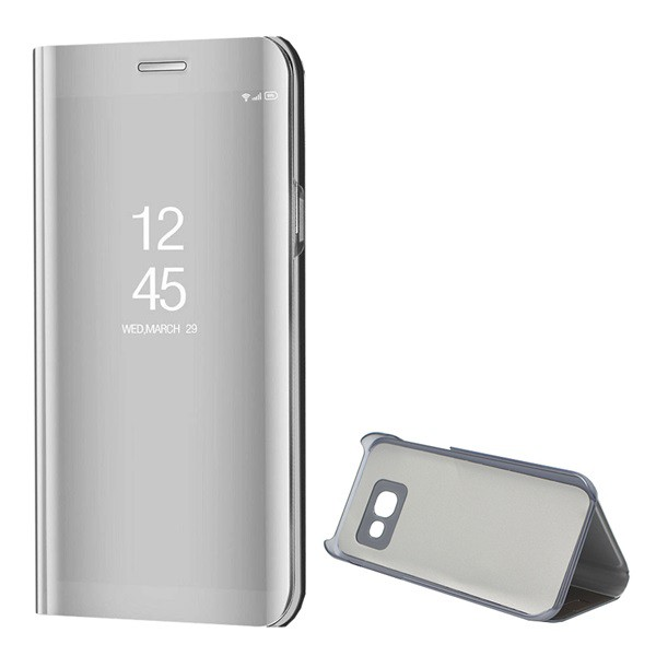 Tok álló (aktív FLIP, oldalra nyíló, asztali tartó funkció, tükrös felület, Mirror View Case) EZÜST [Samsung Galaxy A3 (2017) SM-A320F]