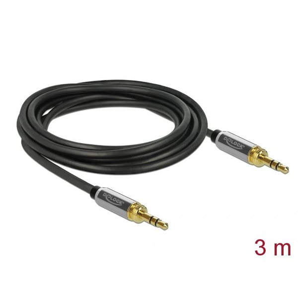 Klinkenkabel 3,5mm 3Pin Stecker > 3,5mm 3Pin Stecker (schwarz, 3 Meter, mit zwei 6,35mm Schraubadaptern)