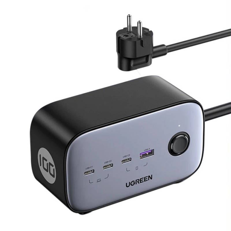 UGREEN Power Strip Cube 2 aljzatos elosztó + 3x USB-C + 1x USB-A 1.8m fekete (60167) (ugreen60167)