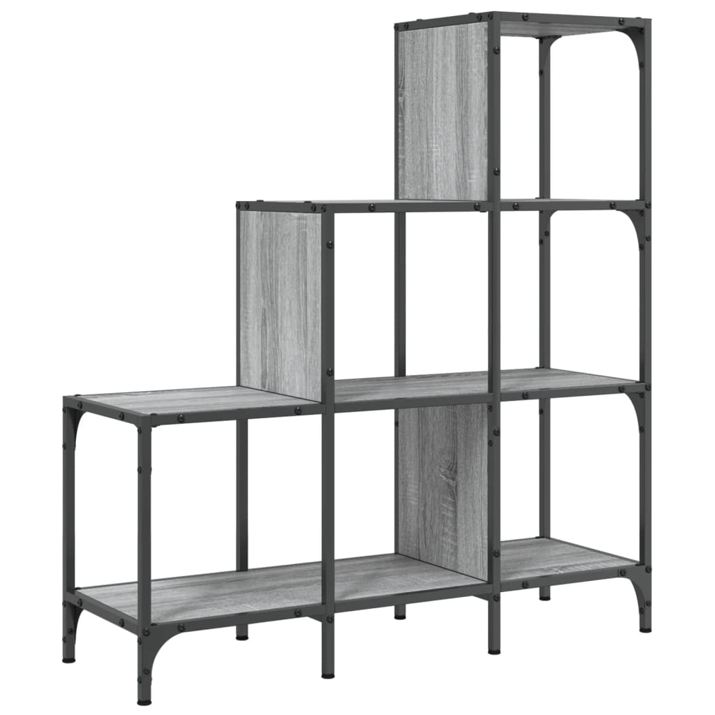 szürke sonoma szerelt fa és fém könyvszekrény 92 x 30 x 102 cm (845439)
