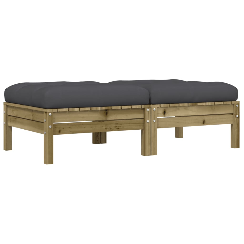 2 db impregnált fenyőfa kerti lábzsámoly párnával (838172)