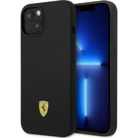Ferrari Silicone Metal Apple iPhone 14 Plus Magsafe hátlap tok, fekete (FEHMSIP14MBK)