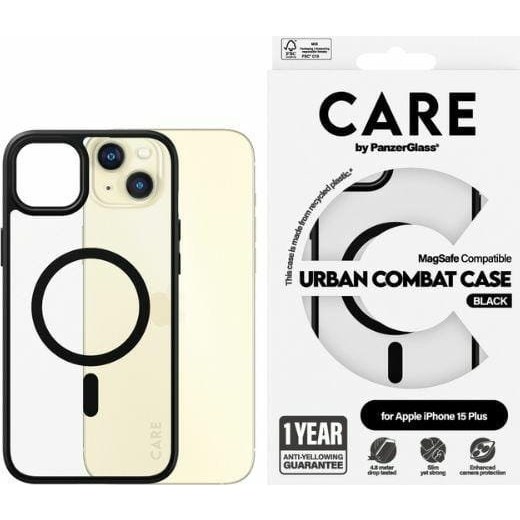 PanzerGlass Urban Combat iPhone 15 Plus MagSafe Telefon tok - Átlátszó / Fekete (1427)