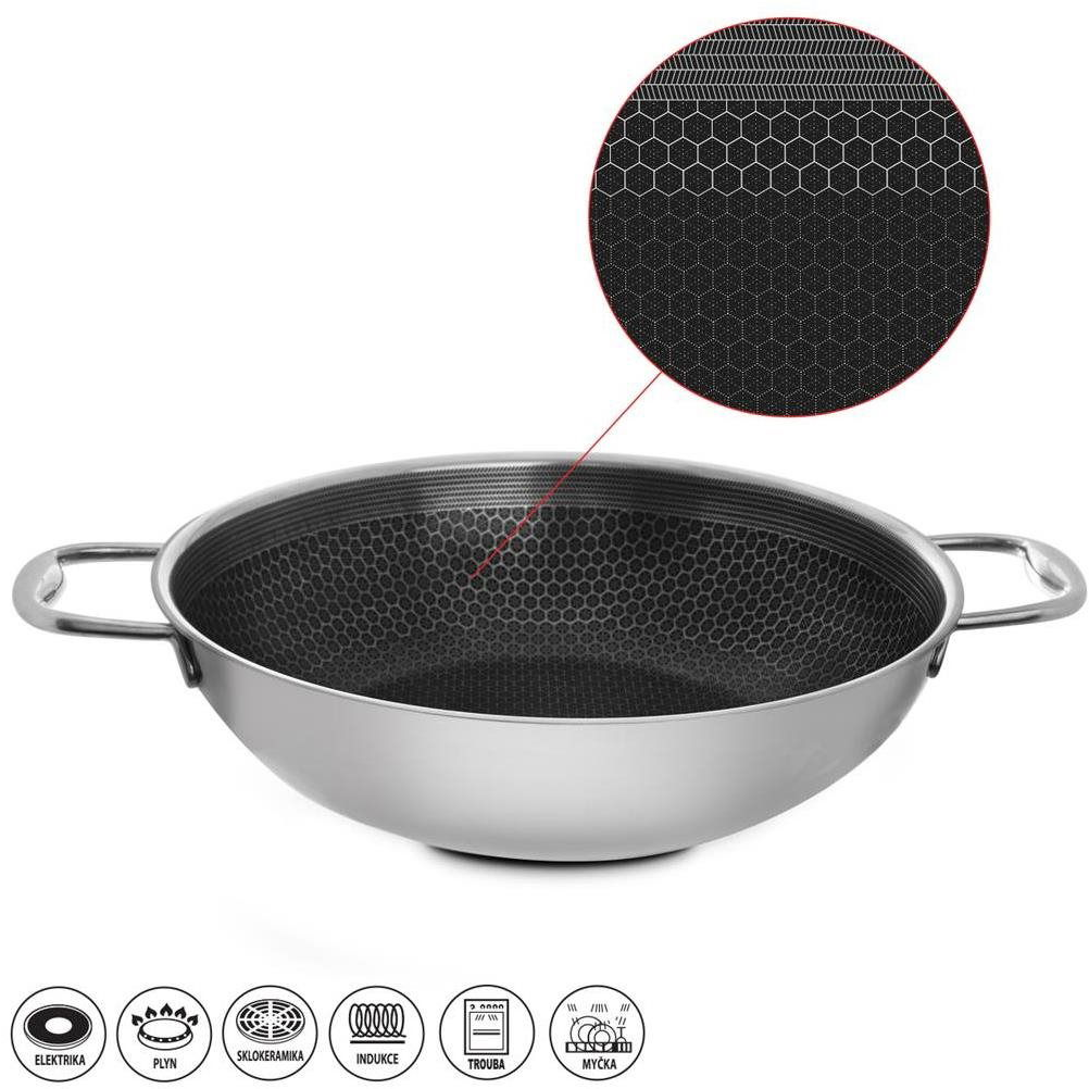 ORION COOKCELL WOK Serpenyő, tapadásmentes felület, 3 réteg, átm. 28 cm (112991)