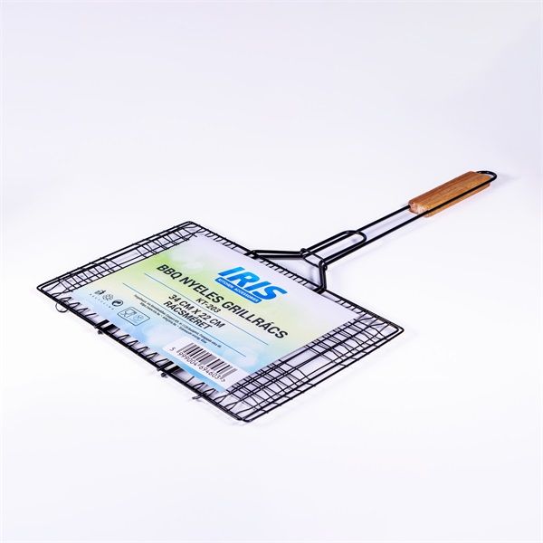 IRIS KT-203 BBQ nyeles grillrács 34cm x 22cm rácsmérettel (KT-203)