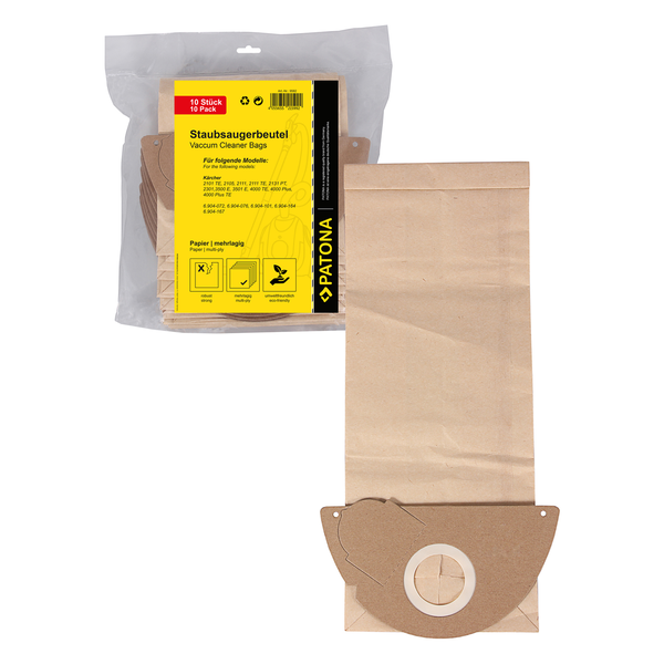Комплект от 10 хартиени торби за Karcher 2101 A2111 4000 plus тип 6.904-167.0