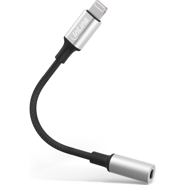InLine 31440 mobiltelefon kábel Fekete, Ezüst 0,1 M 3.5mm Lightning