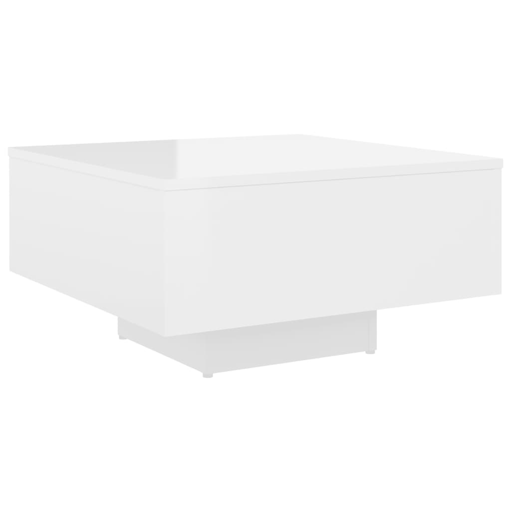 magasfényű fehér forgácslap dohányzóasztal 60 x 60 x 31,5 cm (806891)