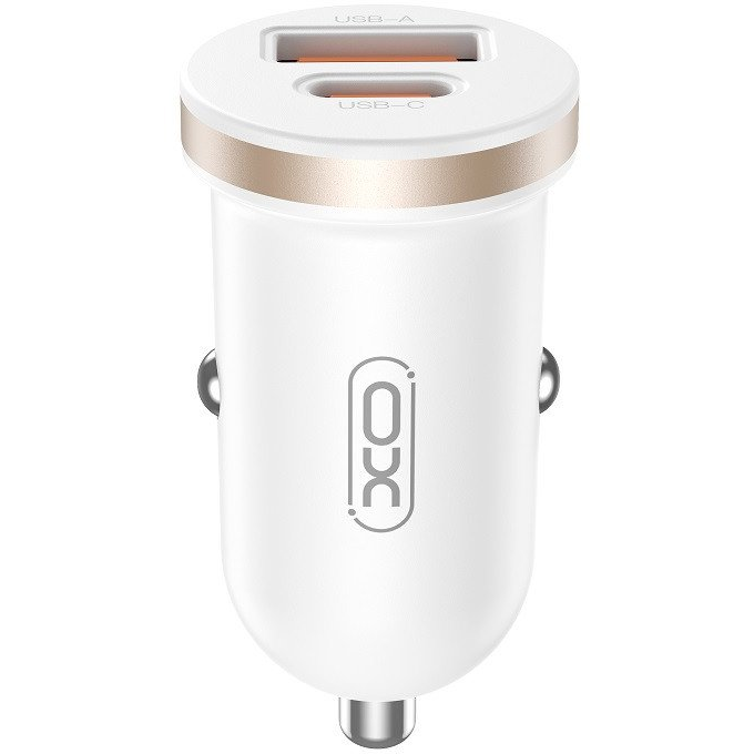 XO CC56 Autós Töltő 1x USB-A 1x USB-C PD QC 30W - Fehér (CC56)