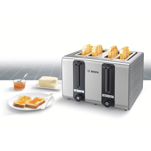 Bosch TAT7S45 broodrooster 4 snede(n) 1800 W Zwart, Roestvrijstaal