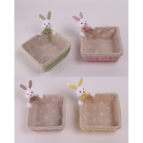 IRIS dekor textil tál+nyuszi 4 féle szín 12cm (68877)