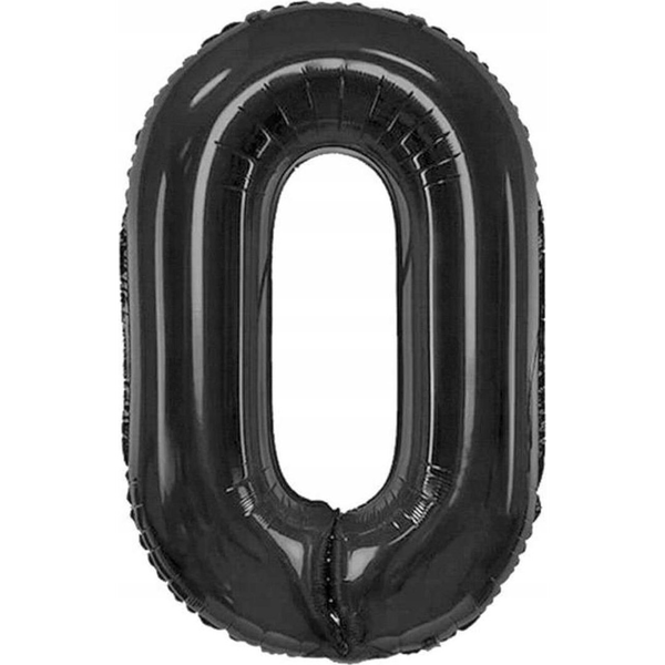 Fekete 0-ás B&C Matt Black szám fólia lufi 85 cm