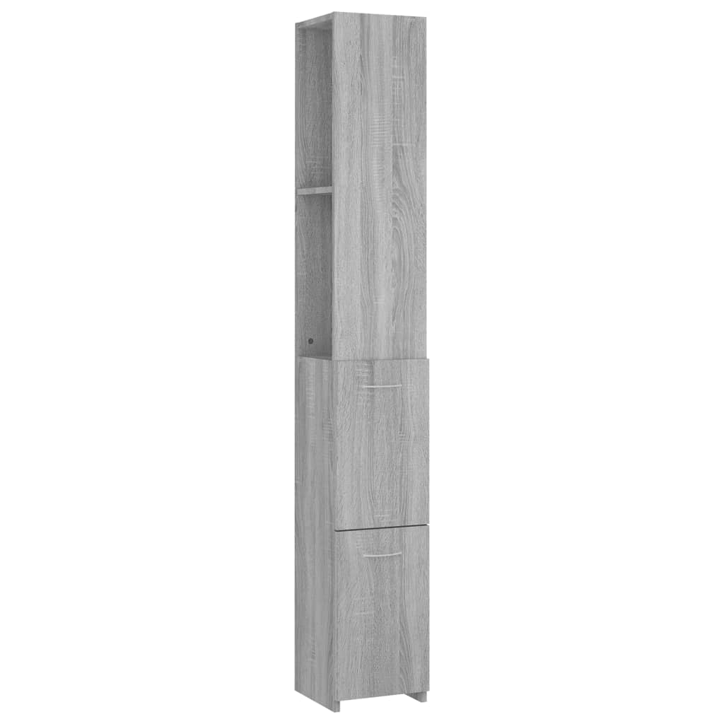 szürke sonoma színű szerelt fa fürdőszobaszekrény 25x26,5x170cm (815961)