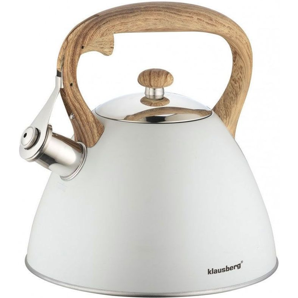 Ceainic Klausberg KB-7264 cu fluier, oțel inoxidabil, 3 l - Alb