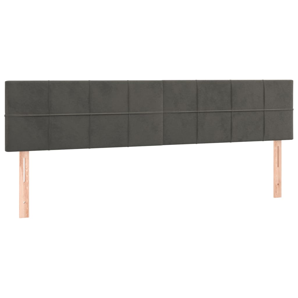 2 db sötétszürke bársony fejtámla 90x5x78/88 cm (346083)