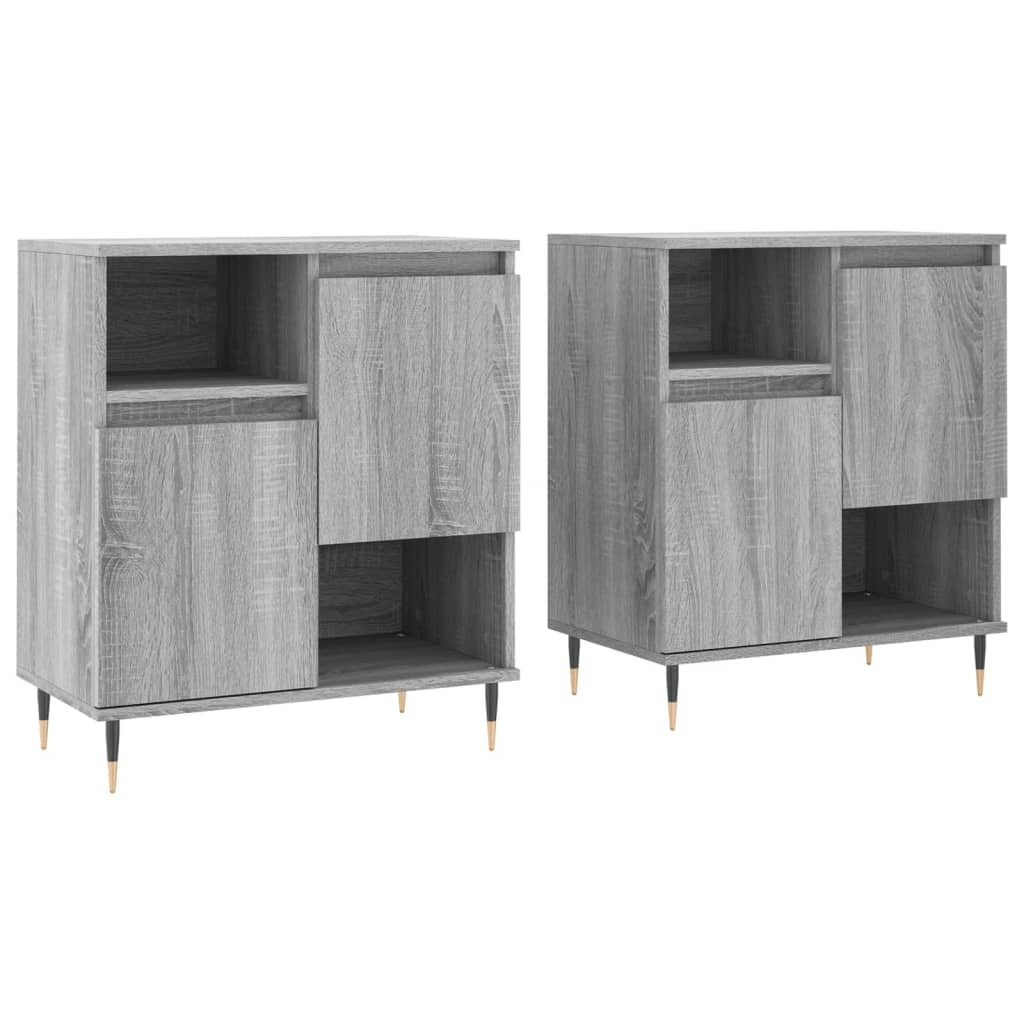 2 db szürke sonoma színű szerelt fa tálalószekrény (3190123)