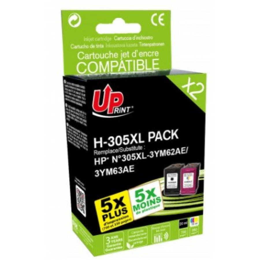 UPrint (HP 305XL BK / CL HP 3YM62AE / 3YM63AE) Tintapatron - Fekete/Tri-Color (H-305XL-PACK-UP)