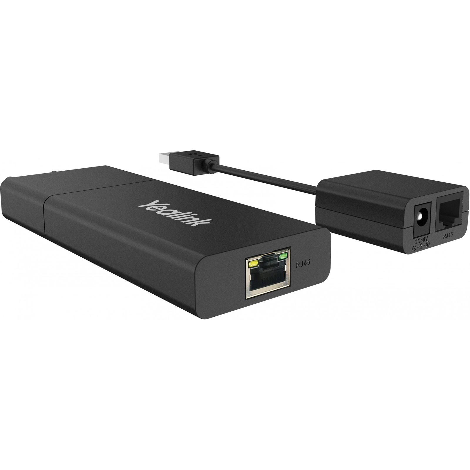 Yealink USB2CAT5E-EXT Sieťový vysielač a prijímač Čierna