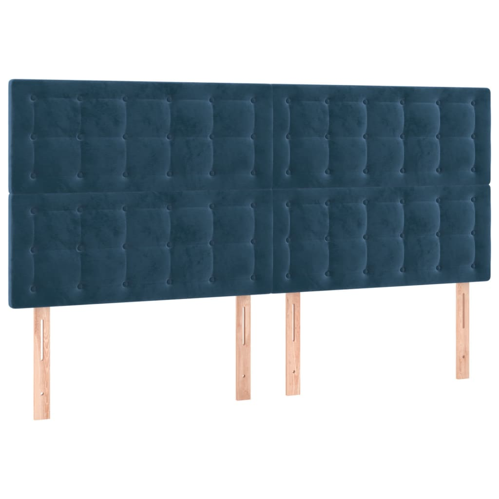 4 db sötétkék bársony fejtámla 90x5x78/88 cm (3116830)
