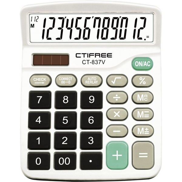 CTIFREE CT-837V számológép, 120x150mm, 12 számjegy, dual power (CT-837V)