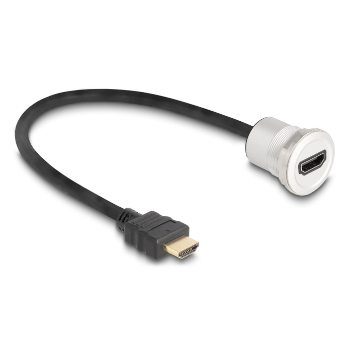 Delock HDMI beépített anya 8K 60 Hz kábelcsatlakozóval 30 cm, alumínium (88180)