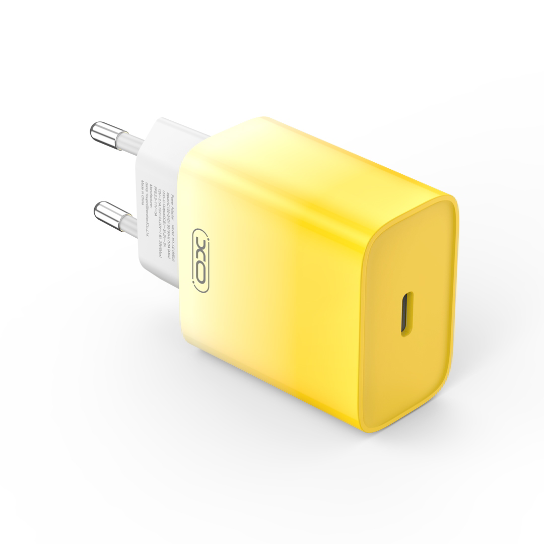 XO CE18 USB-C Hálózati töltő - Sárga (30W) (CE18-SÁRGA-FEHÉR)