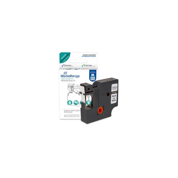 MediaRange Schriftbandka. Dymo 12mmx7m laminiert sw/weiß