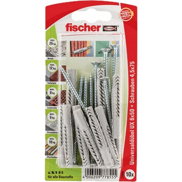  Fischertechnik  Fischer UX 6 x 50 SK Universalrawplug 50 mm 6 mm 77855 10 stk