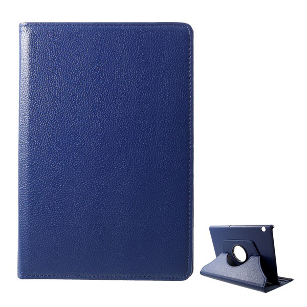 Tok álló, bőr hatású (FLIP, asztali tartó funkció, 360°-ban forgatható) SÖTÉTKÉK [Huawei Mediapad T5 10 WIFI] (5996457836680)