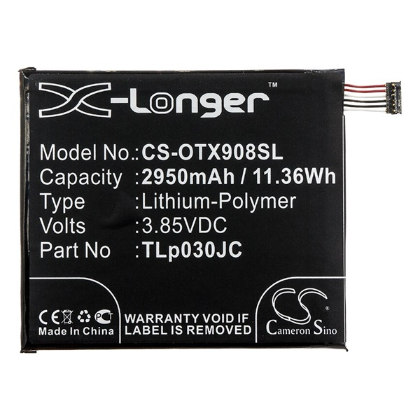 Cameron Sino Li-Polymer akku (3.85V/2950mAh, Alcatel CAC3000034CC kompatibilis) FEKETE Alcatel 3C (OT-5026D) (CS-OTX908SL)