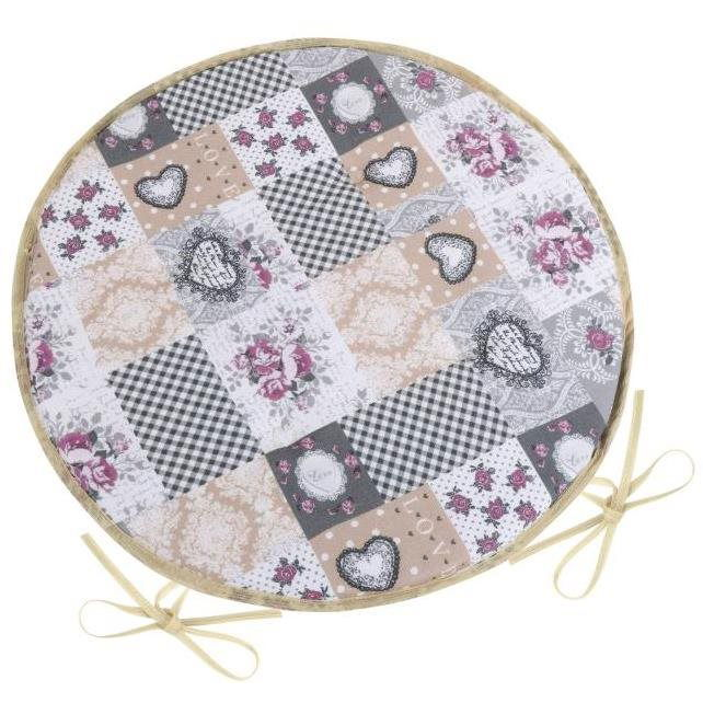 BELLATEX Seat DITA 79/408 - round, smooth, d.40cm, patchwork love (9537)