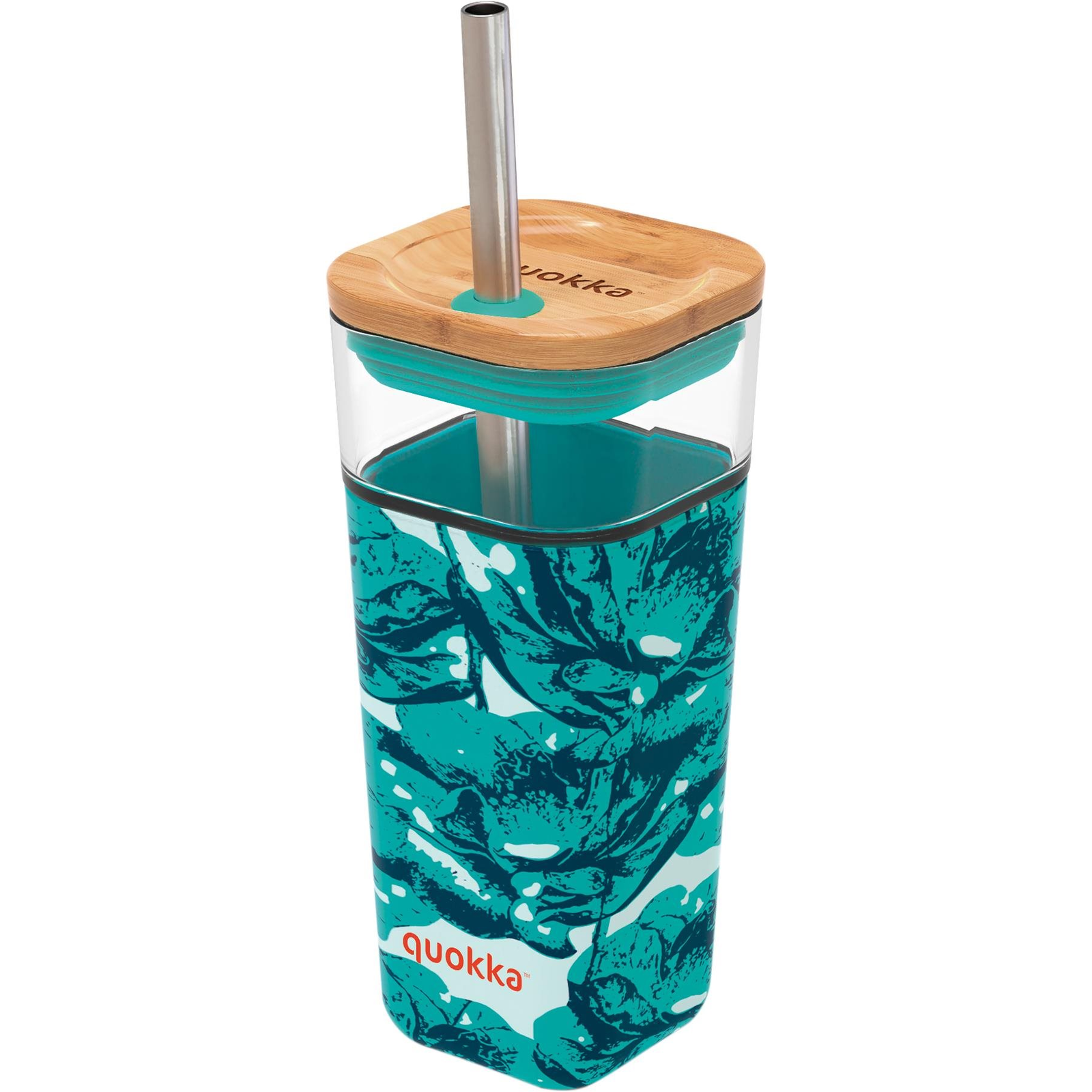 Quokka Liquid Cube Utazóbögre szívószállal, water flowers (8412497400607)