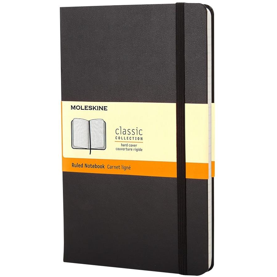 MOLESKINE L, kemény borítóval, vonalas, fekete (QP060)