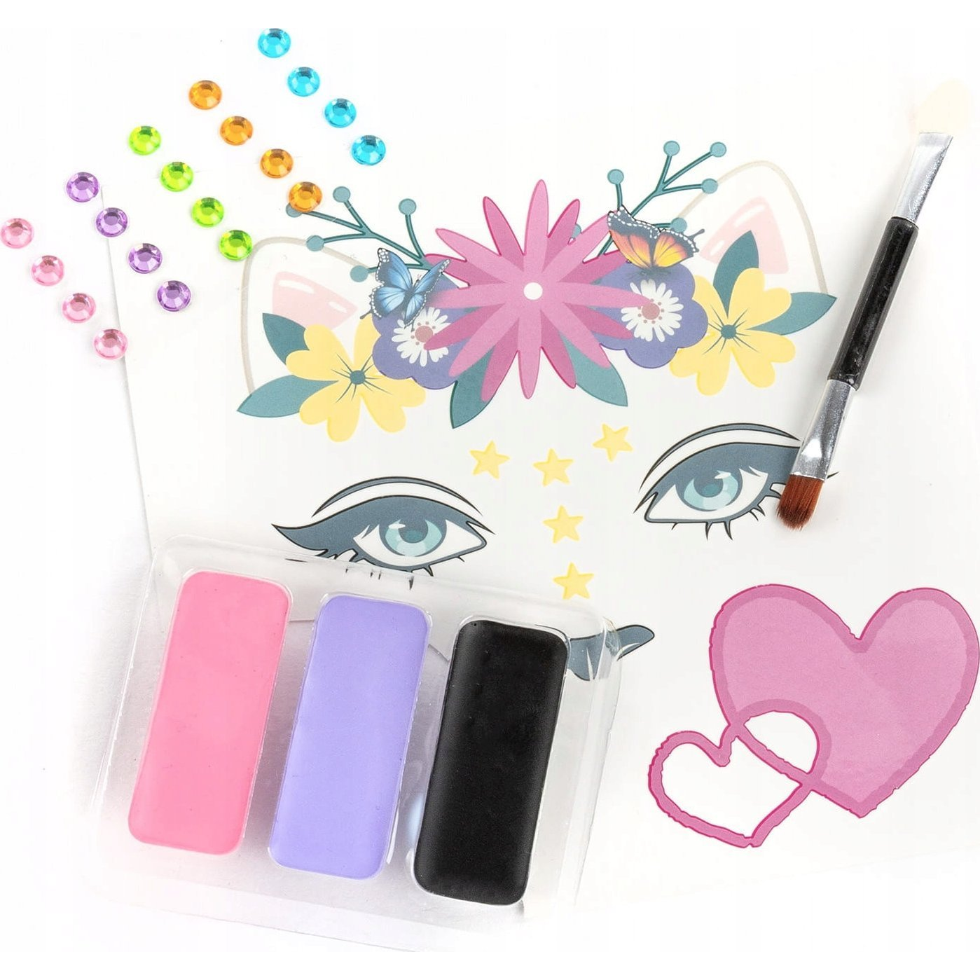 Kidea 3 színű cicás arcfesték készlet - tetoválással (FDTDKKOKA) (FDTDKKOKA)