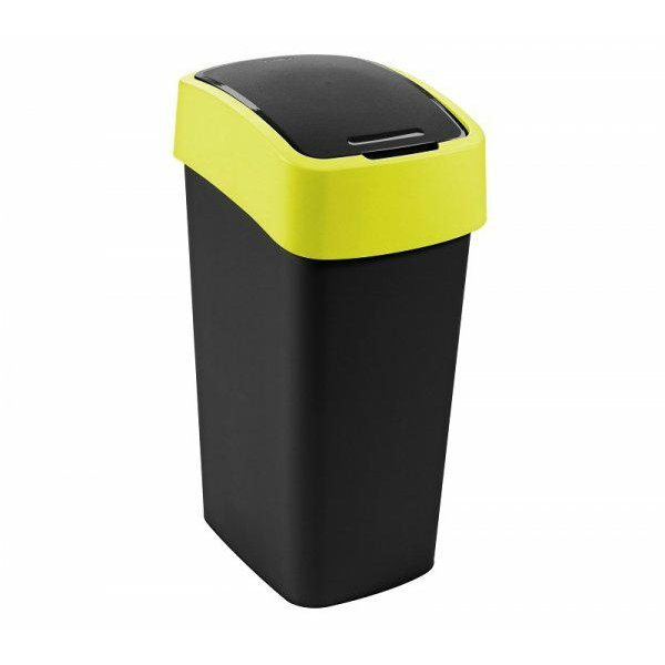 Billenős szemetes, 45 liter, CURVER "Pacific flip bin", fekete/sárga