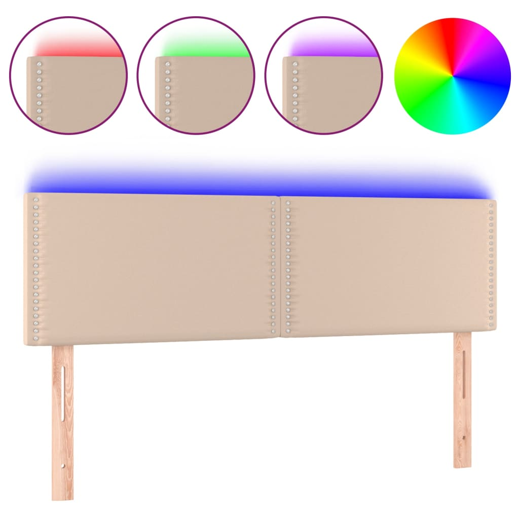 cappuccino színű műbőr LED-es fejtámla 144 x 5 x 78/88 cm (3121567)