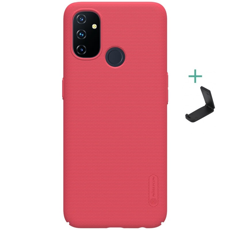 OnePlus Nord N100, Műanyag hátlap védőtok, stand, Nillkin Super Frosted, piros (96041)