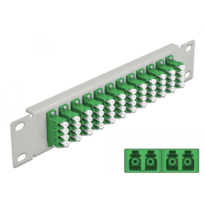 Delock 10 üvegszálas patch panel 12 portos LC Quad 1U zöld szürke (66797) (DE66797)