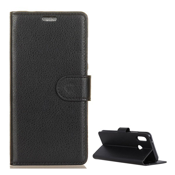 Tok álló, bőr hatású (FLIP, oldalra nyíló, asztali tartó funkció, prémium) FEKETE [Huawei Y7 2019 (Y7 Prime 2019)] (5996457856749)
