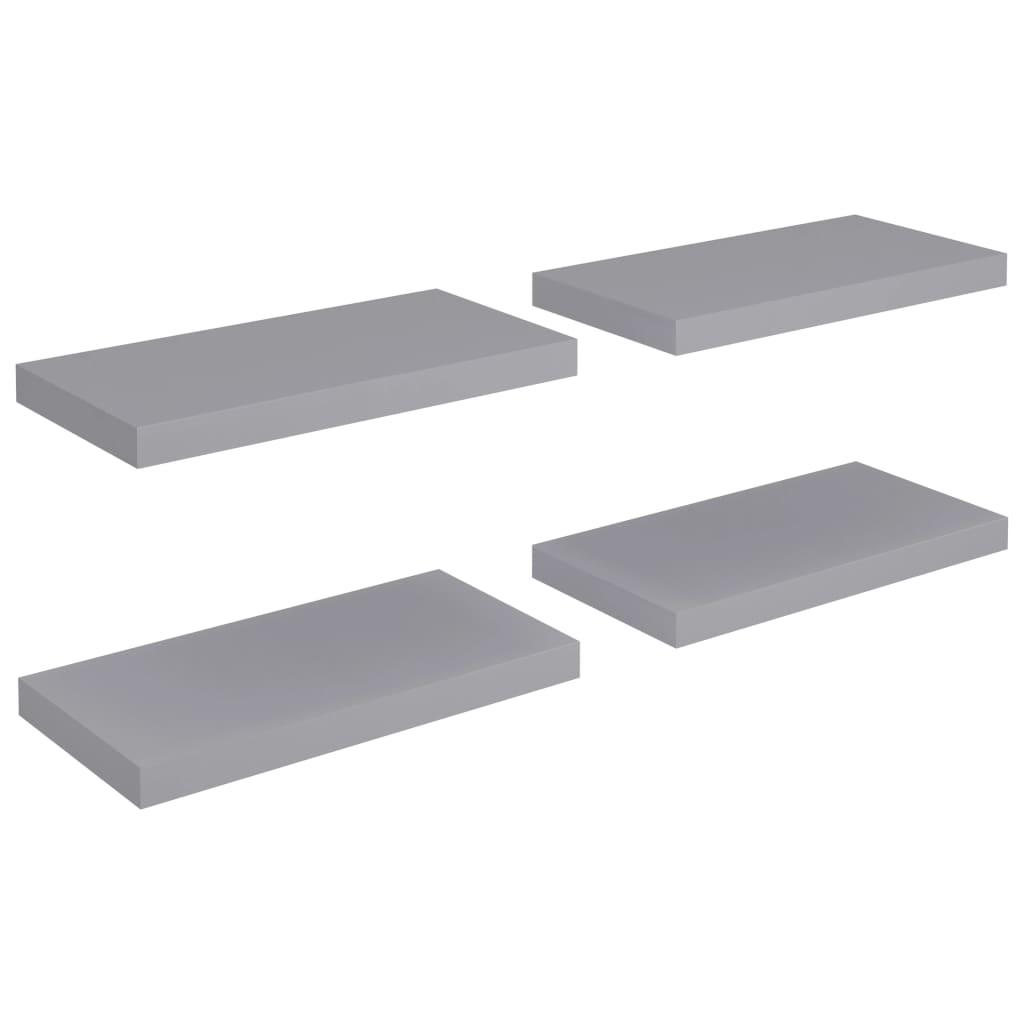 4 db szürke MDF lebegő fali polc 50 x 23 x 3,8 cm (323852)