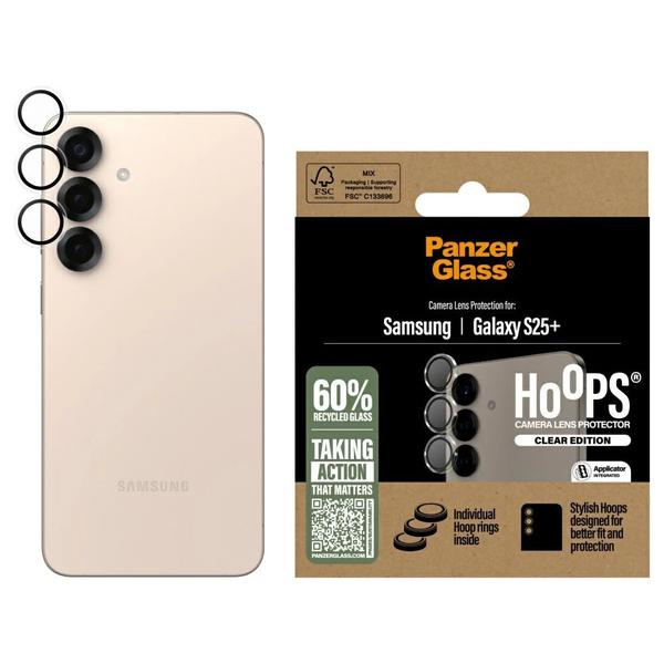 Edzett üveg PanzerGlass Hoops Lens Protector a Samsung Galaxy S25+ készülékhez átlátszó